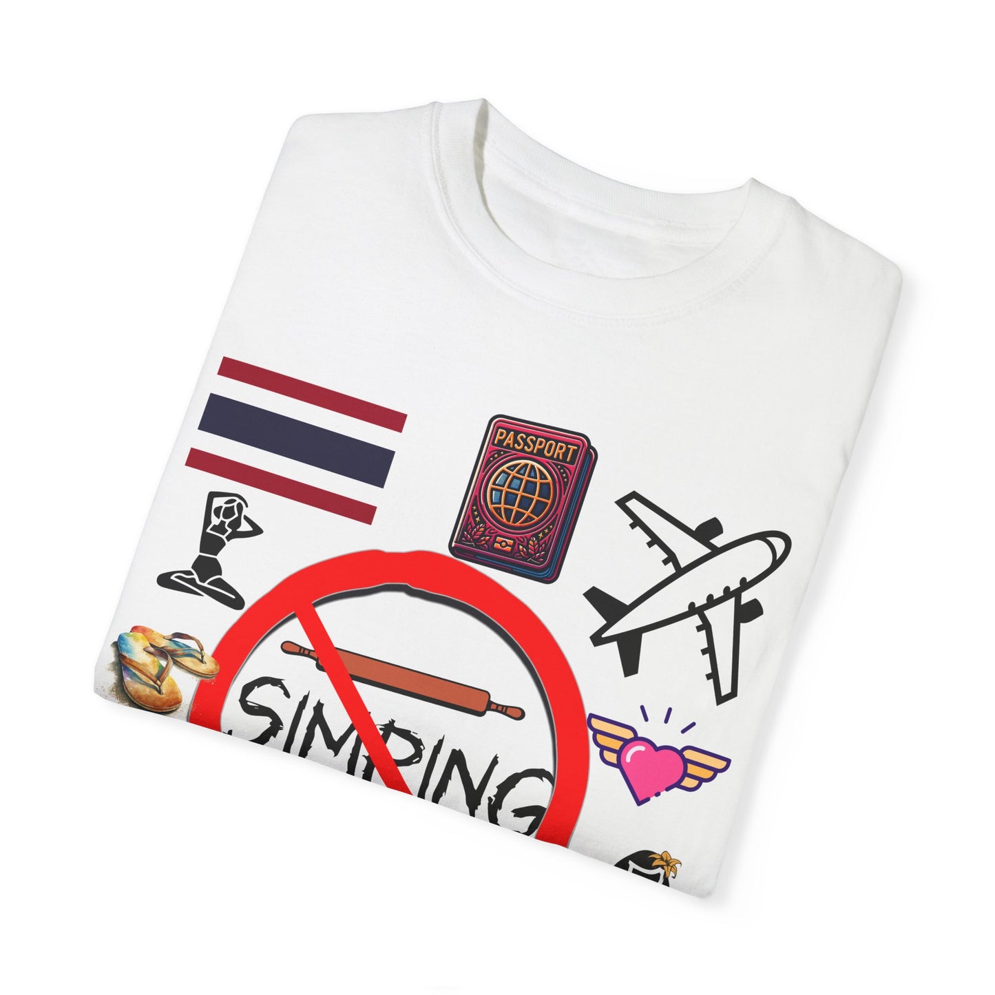 No Simp, Passport, Travel, Ex-Pat, Garment-Dyed, ring spun, American cotton T-shirt