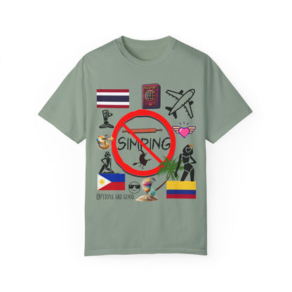 No Simp, Passport, Travel, Ex-Pat, Garment-Dyed, ring spun, American cotton T-shirt