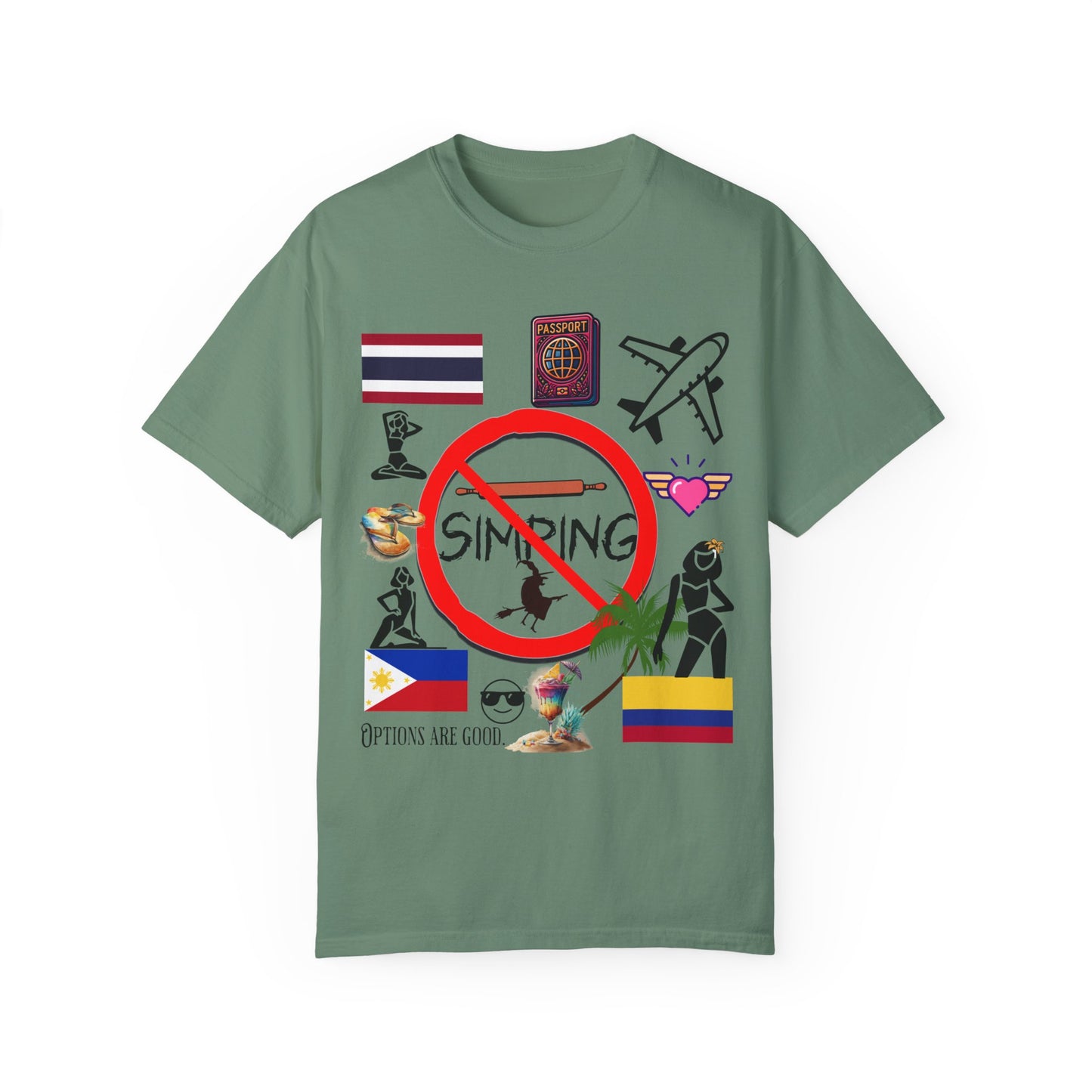 No Simp, Passport, Travel, Ex-Pat, Garment-Dyed, ring spun, American cotton T-shirt